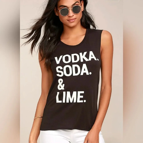 Chaser Vodka Soda Lime Washed Black Muscle Tee, Size XS - Picture 4 of 7